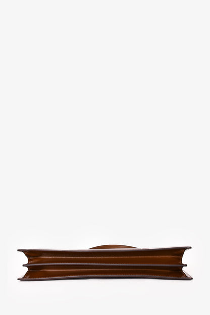 Celine Brown Leather Clasp Medium Top Handle