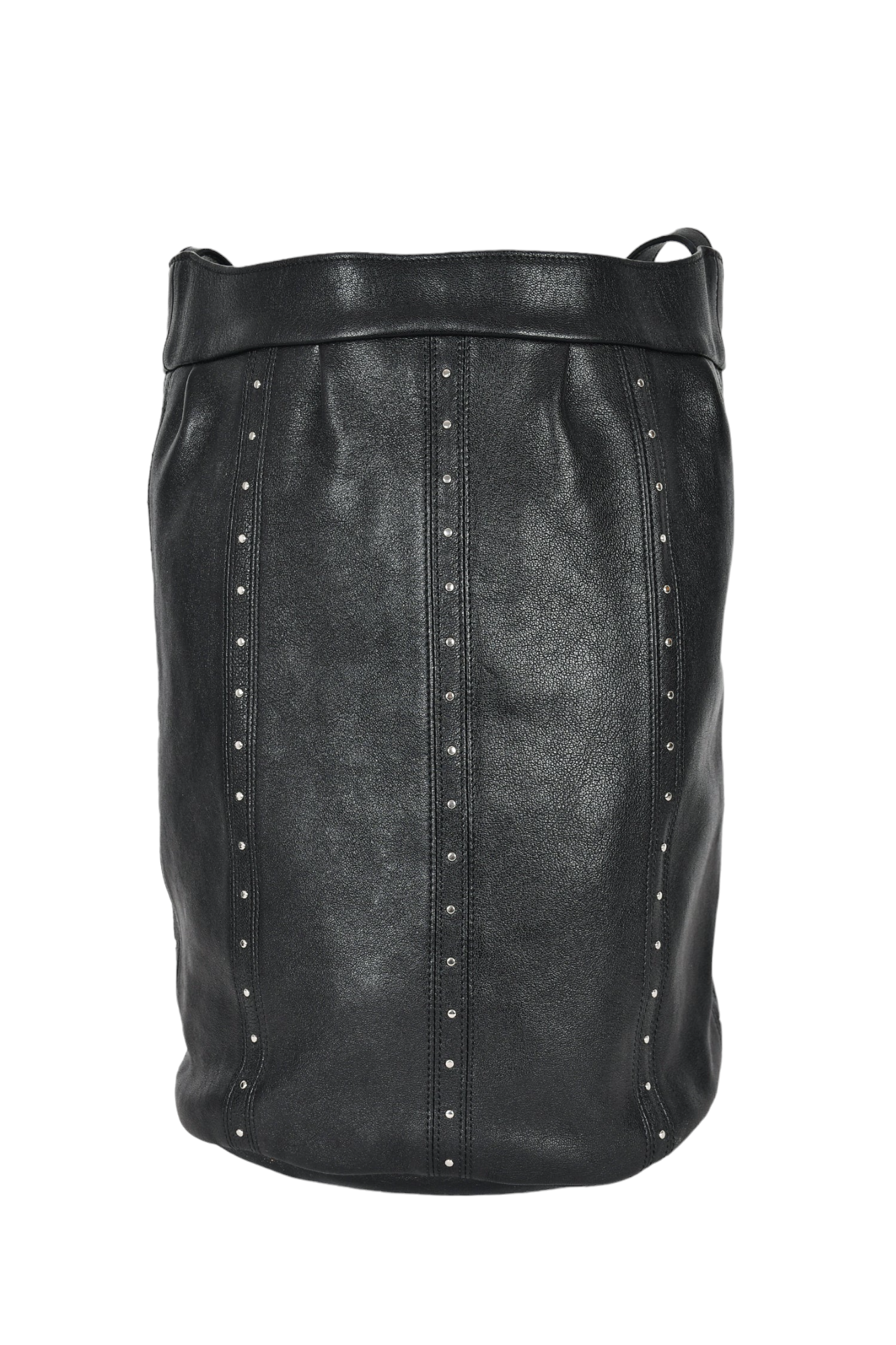 Celine 2019 Black Leather Studded Medium Bucket 16 Bag