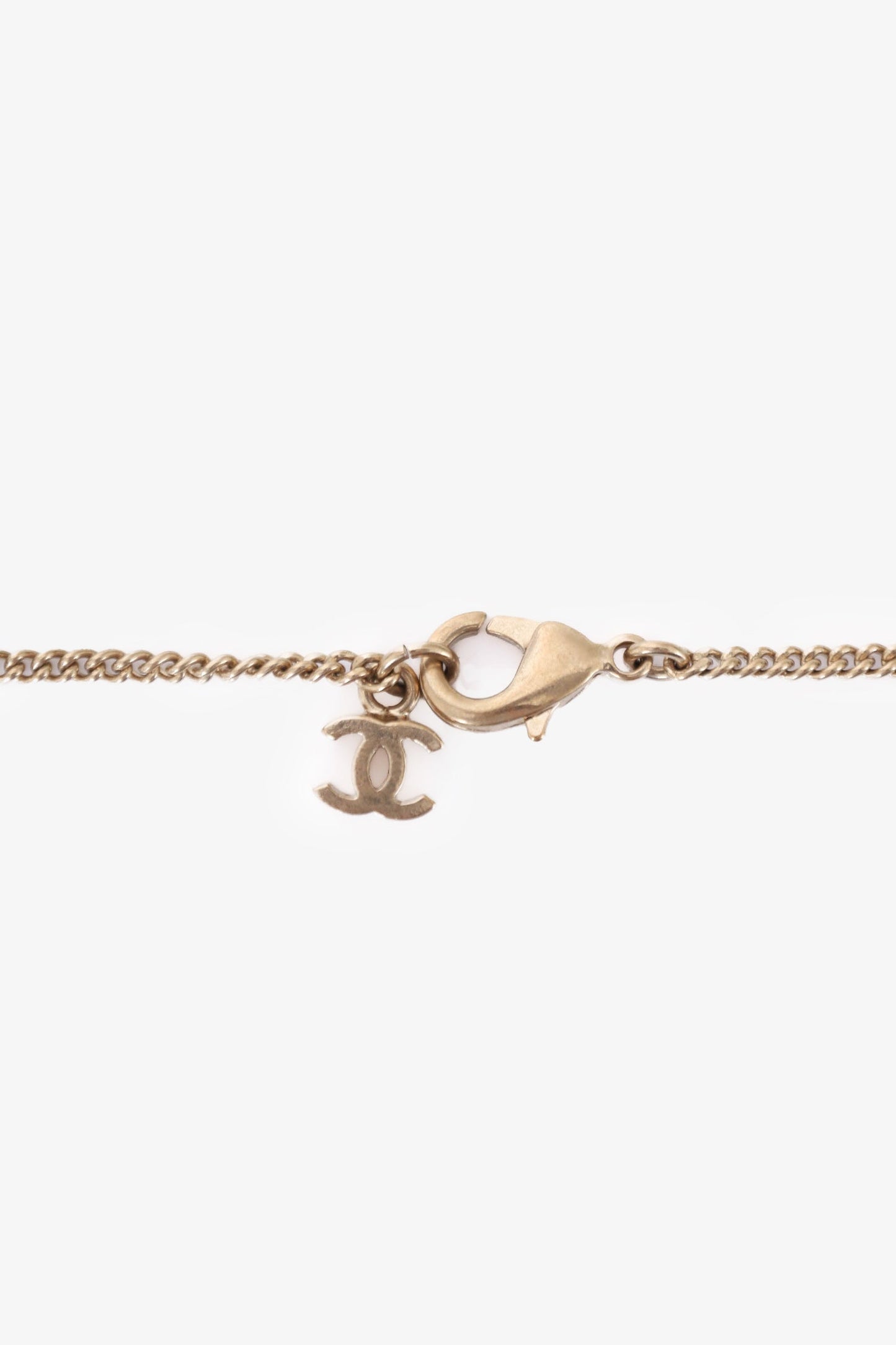 Chanel™ CC Perfume Bottle Padlock Flower Triple Pendant Necklace