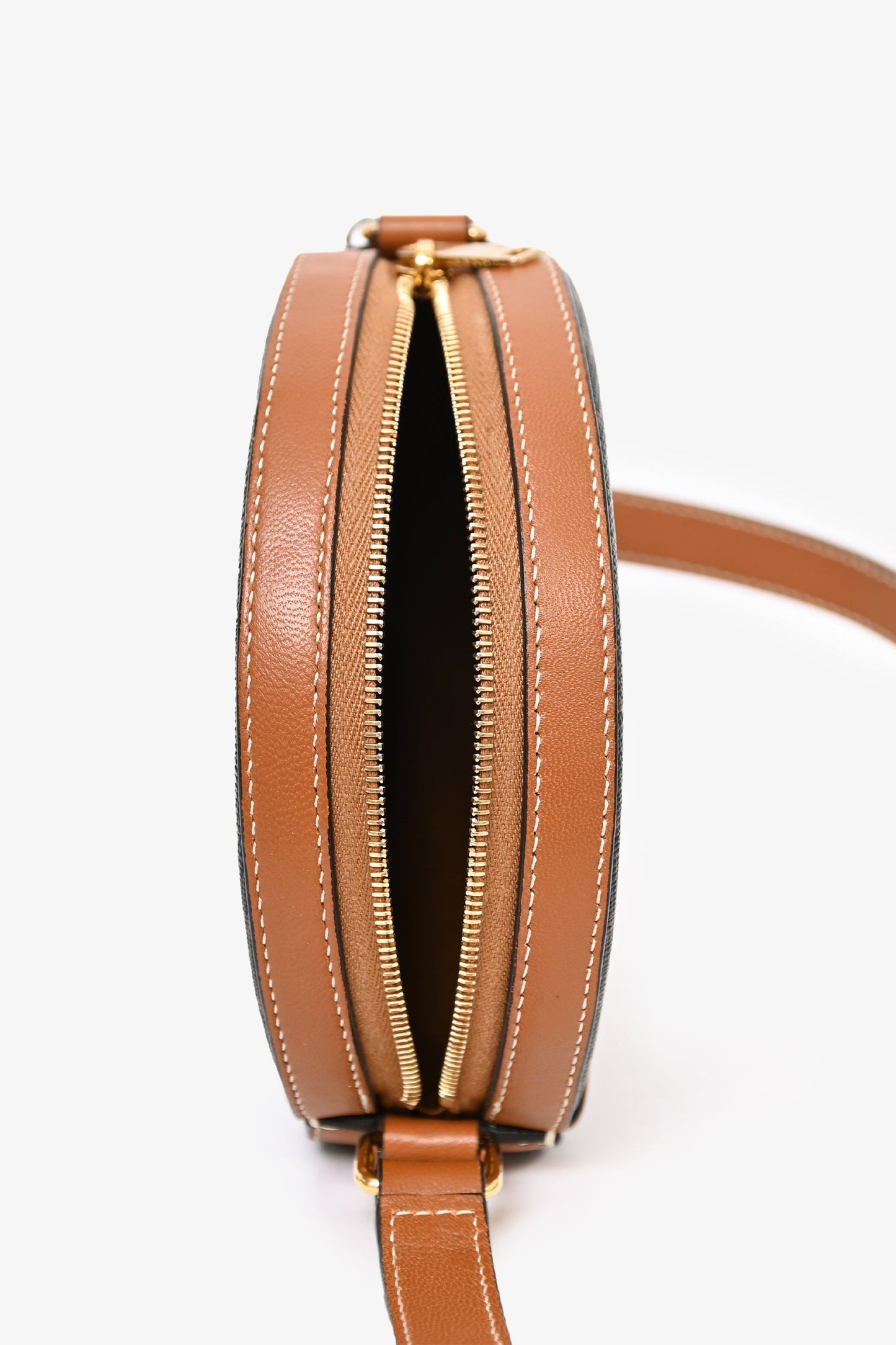 Celine Brown Leather Triomphe Round Purse