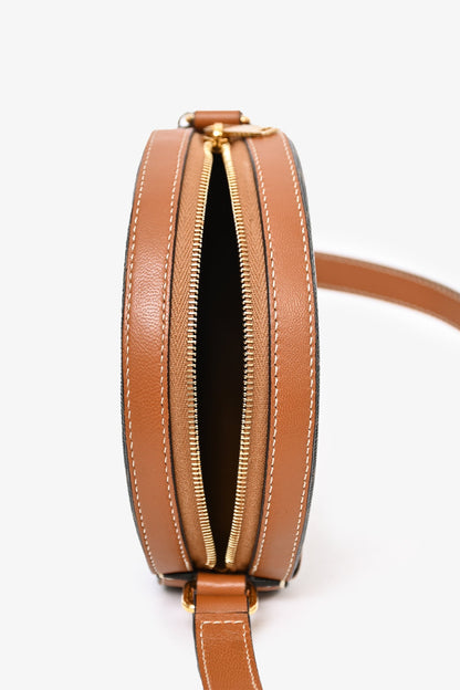 Celine Brown Leather Triomphe Round Purse