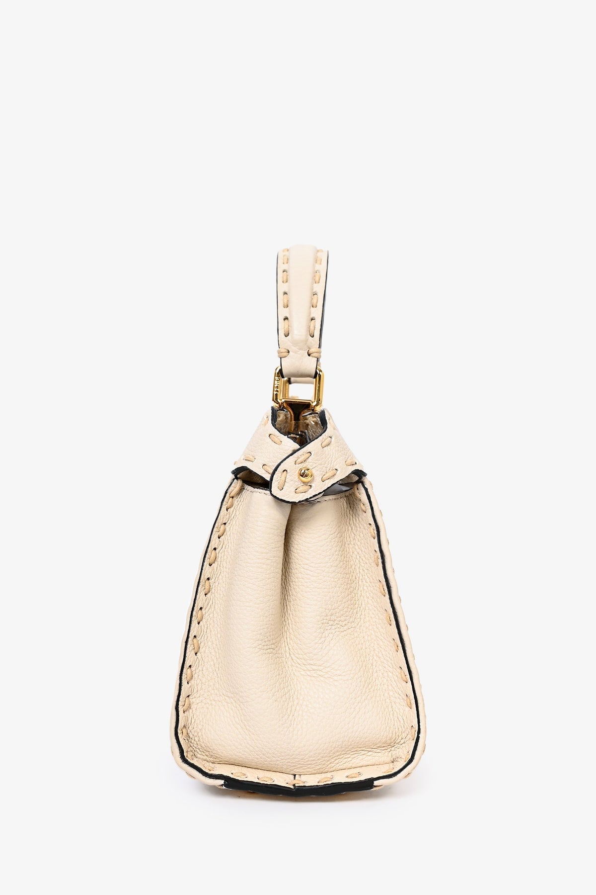 Fendi Cream Leather Astrology Embroidered Canvas Mini Peekaboo Top Handle