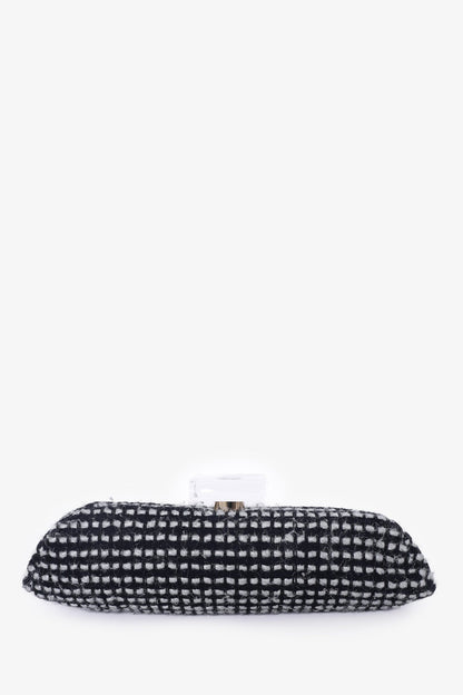 Pre-Loved Chanel™ 2002/03 Black/Silver Tweed Clutch
