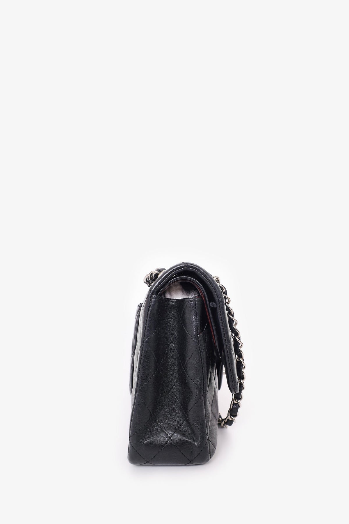 Pre-Loved Chanel™ 2009-10 Black Lambskin Quilted Medium Double Flap