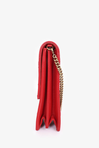 Christian Dior Red Leather Studded Diorama Vertical Crossbody Bag