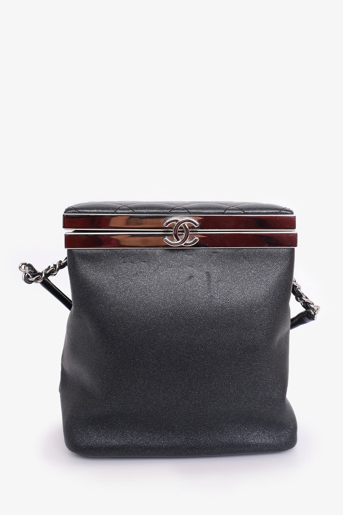Pre-Loved Chanel™ 2016-17 Black Lambskin Quilted CC Vanity With Strap