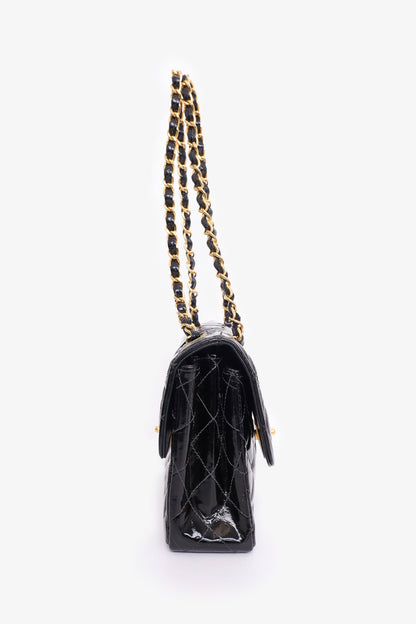 Pre-Loved Chanel™  1996-97 Black Quilted Patent Double Sided Flap Bag