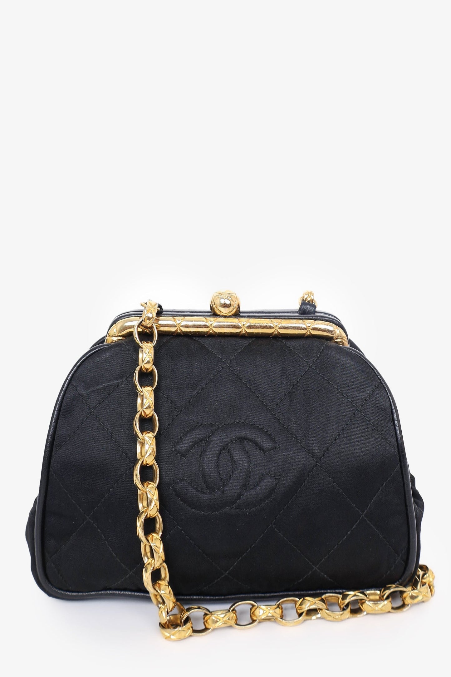 Pre-Loved Chanel™ 1989-1991 Black Satin Framed Mini Evening Bag