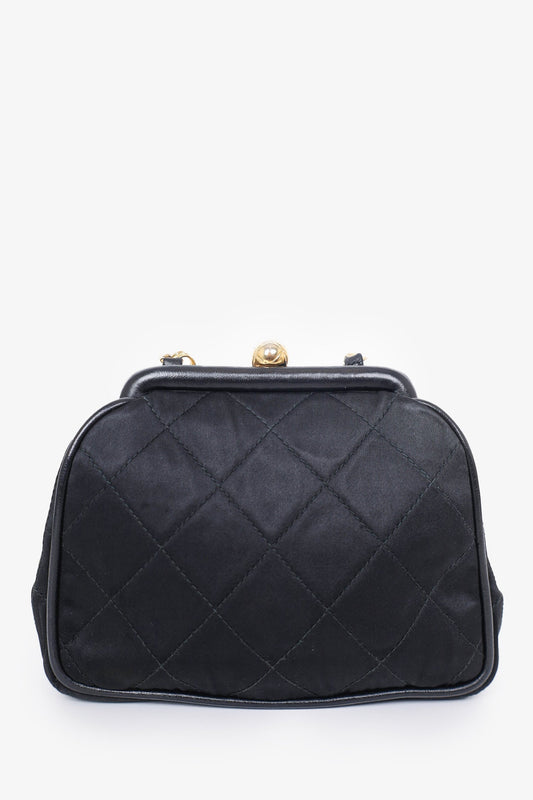 Pre-Loved Chanel™ 1989-1991 Black Satin Framed Mini Evening Bag