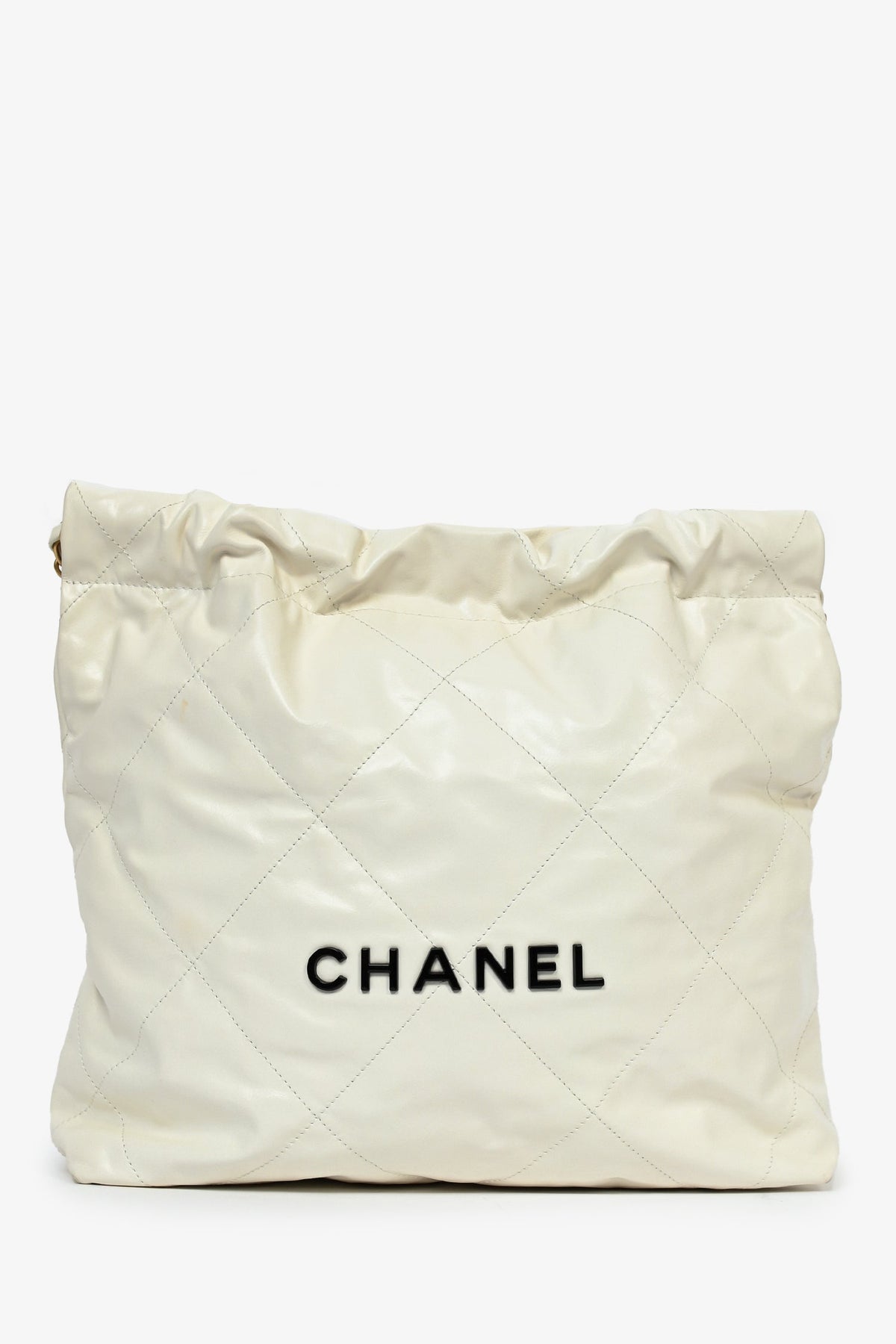 Pre-Loved Chanel™ White Leather Small Chanel 22 Shoulder Bag