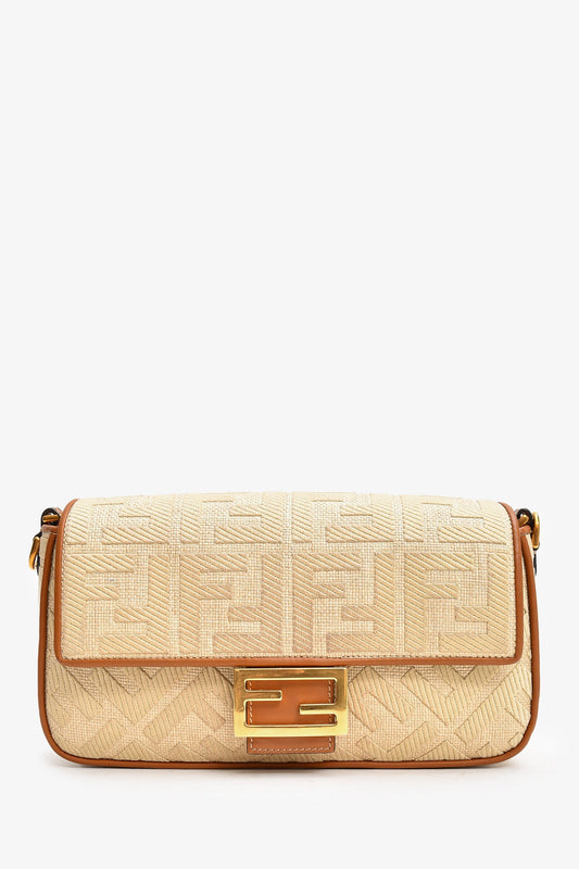 Fendi Tan Canvas/Leather FF Embossed Shoulder Bag with Strap