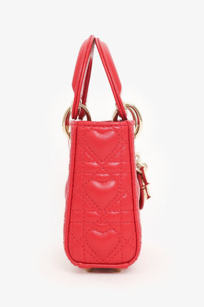 Christian Dior 2021 Red Leather Micro Lady Dior