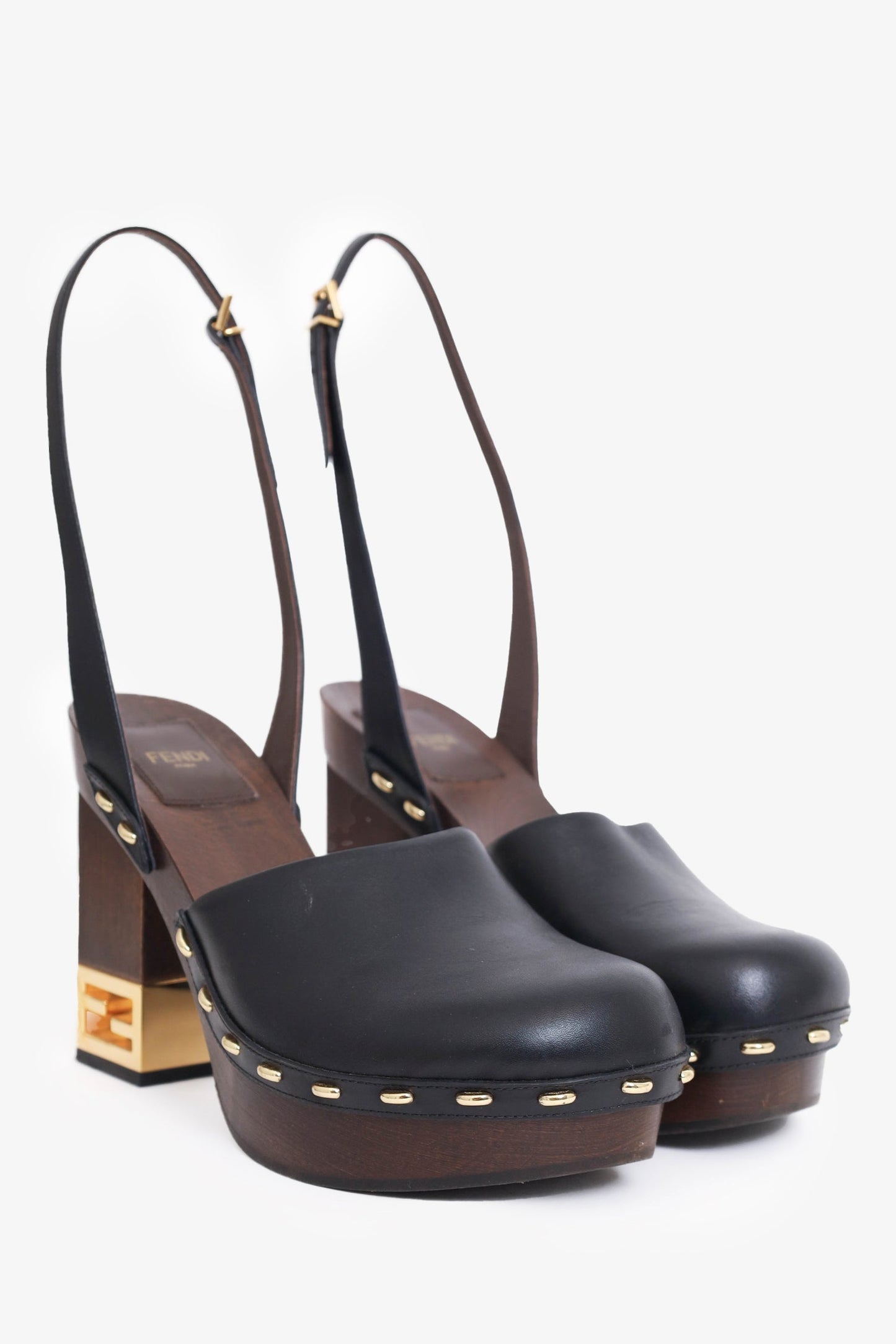 Fendi Brown Leather Baguette Show Clog Size 40