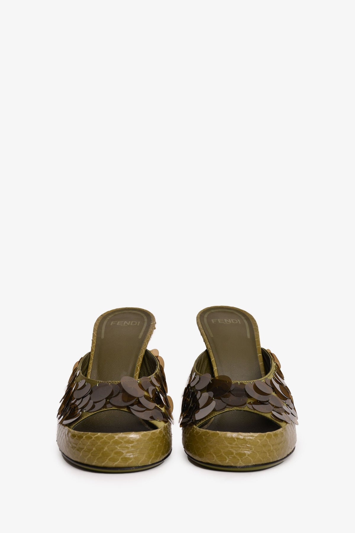 Fendi Green Translucent Sequin Embellished Heels Size 37