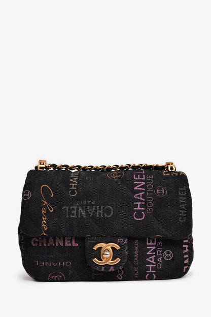 Pre-Loved Chanel™ 2022 Black Denim Mood Monogram Mini Flap Bag