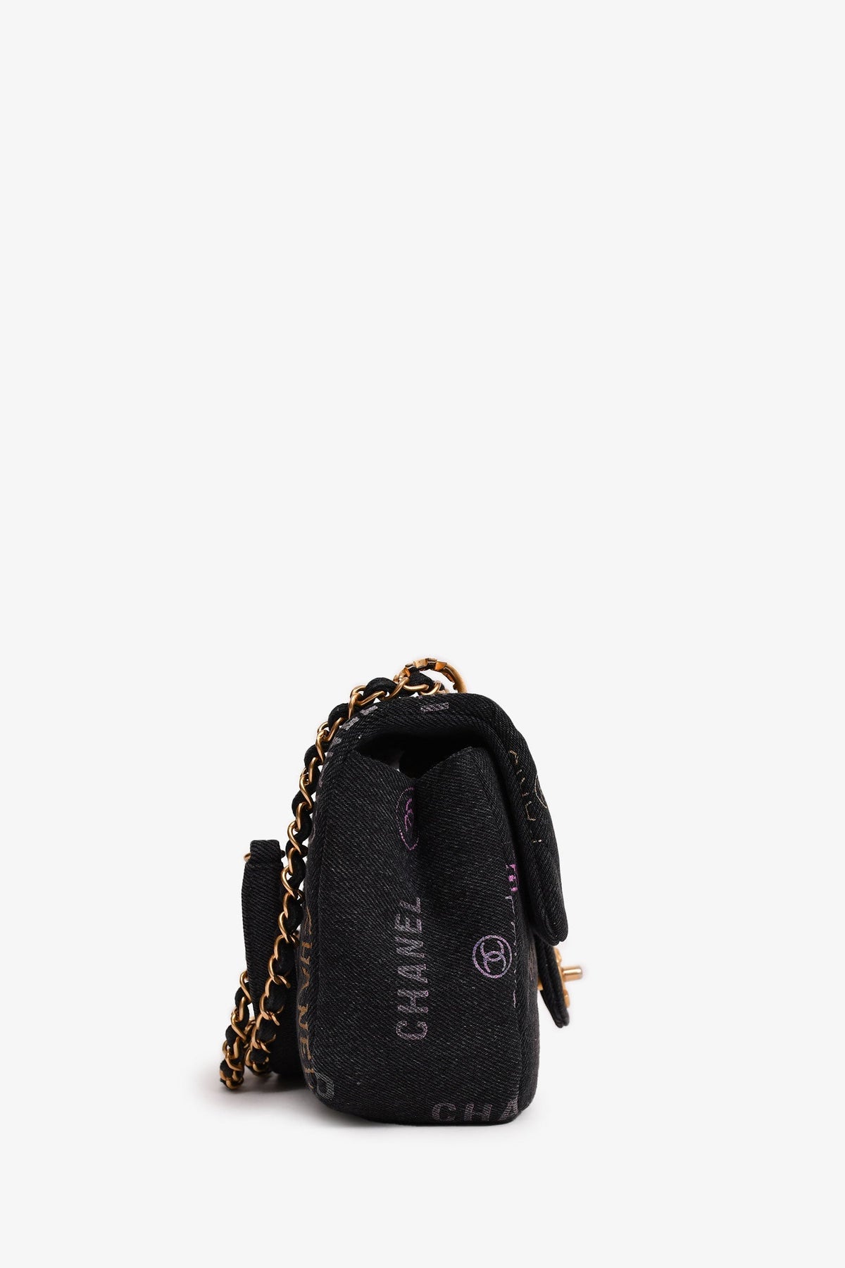 Pre-Loved Chanel™ 2022 Black Denim Mood Monogram Mini Flap Bag