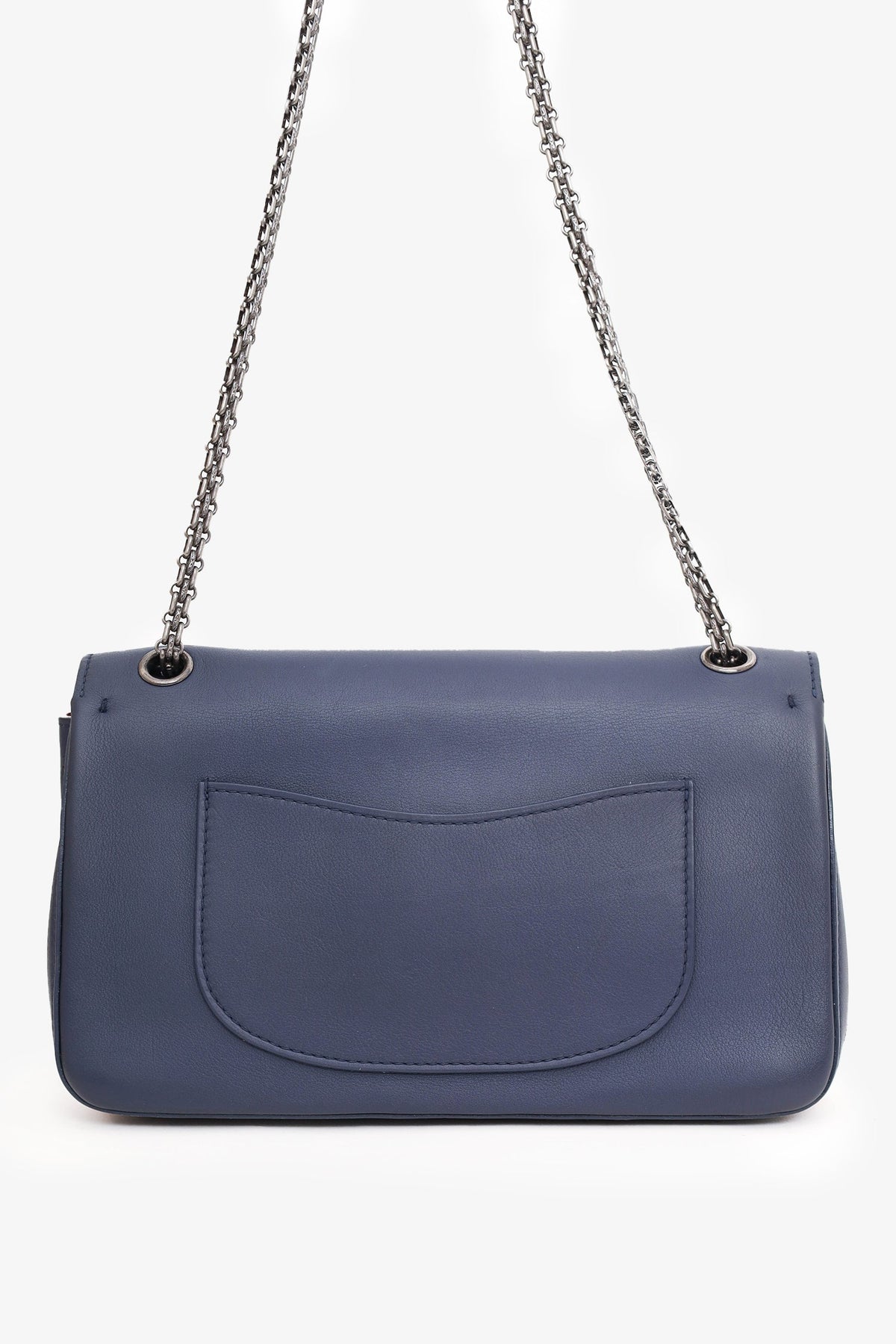 Pre-Loved Chanel™ 2017 Navy Leather Medallion Charm Reissue 2.55 Shoulder Bag