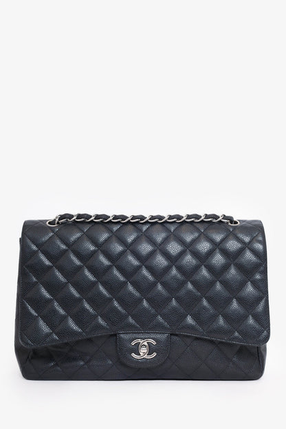 Pre-loved Chanel™ 2009-10 Black Caviar Leather Maxi Single Flap Shoulder Bag