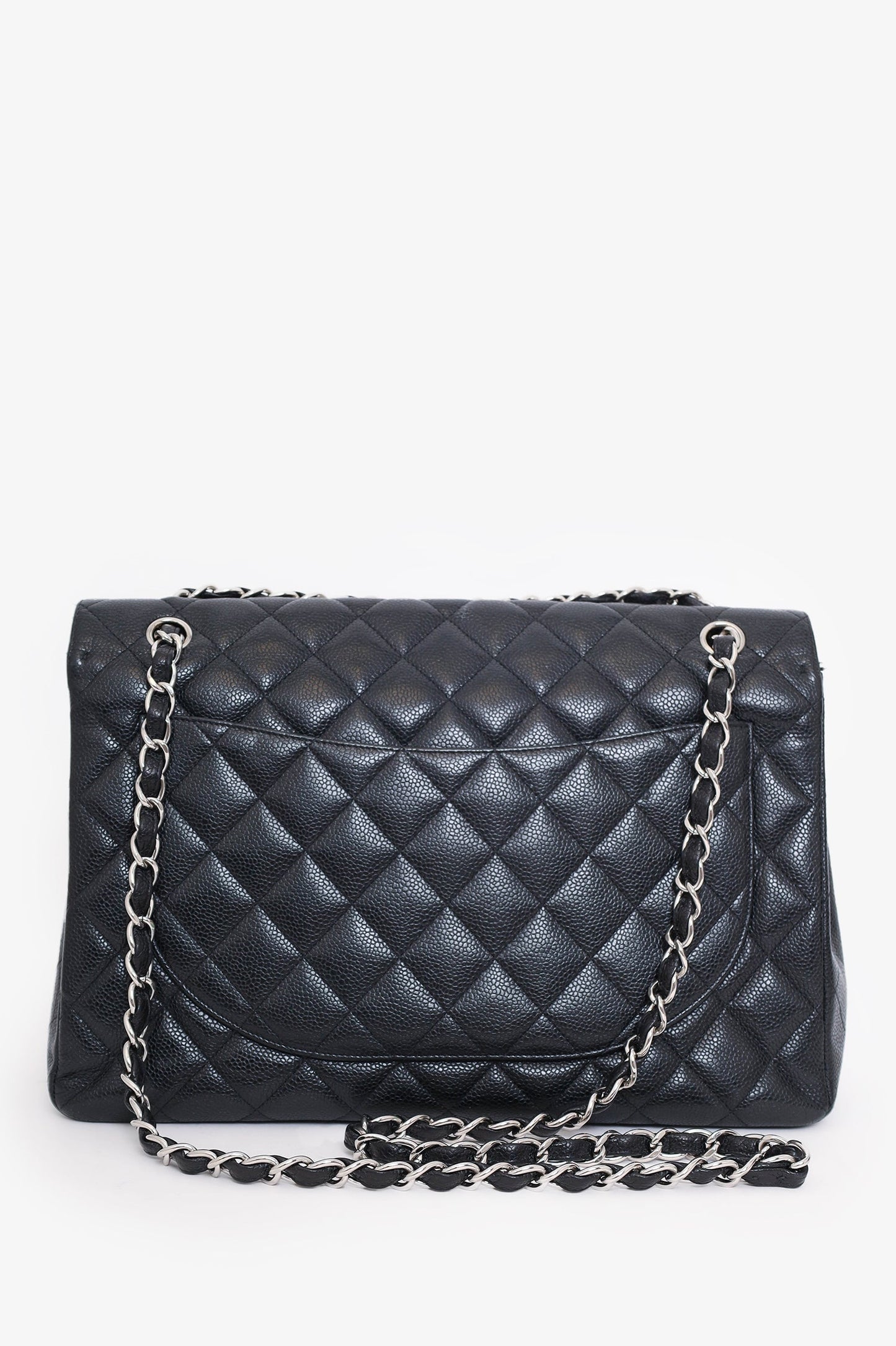 Pre-loved Chanel™ 2009-10 Black Caviar Leather Maxi Single Flap Shoulder Bag