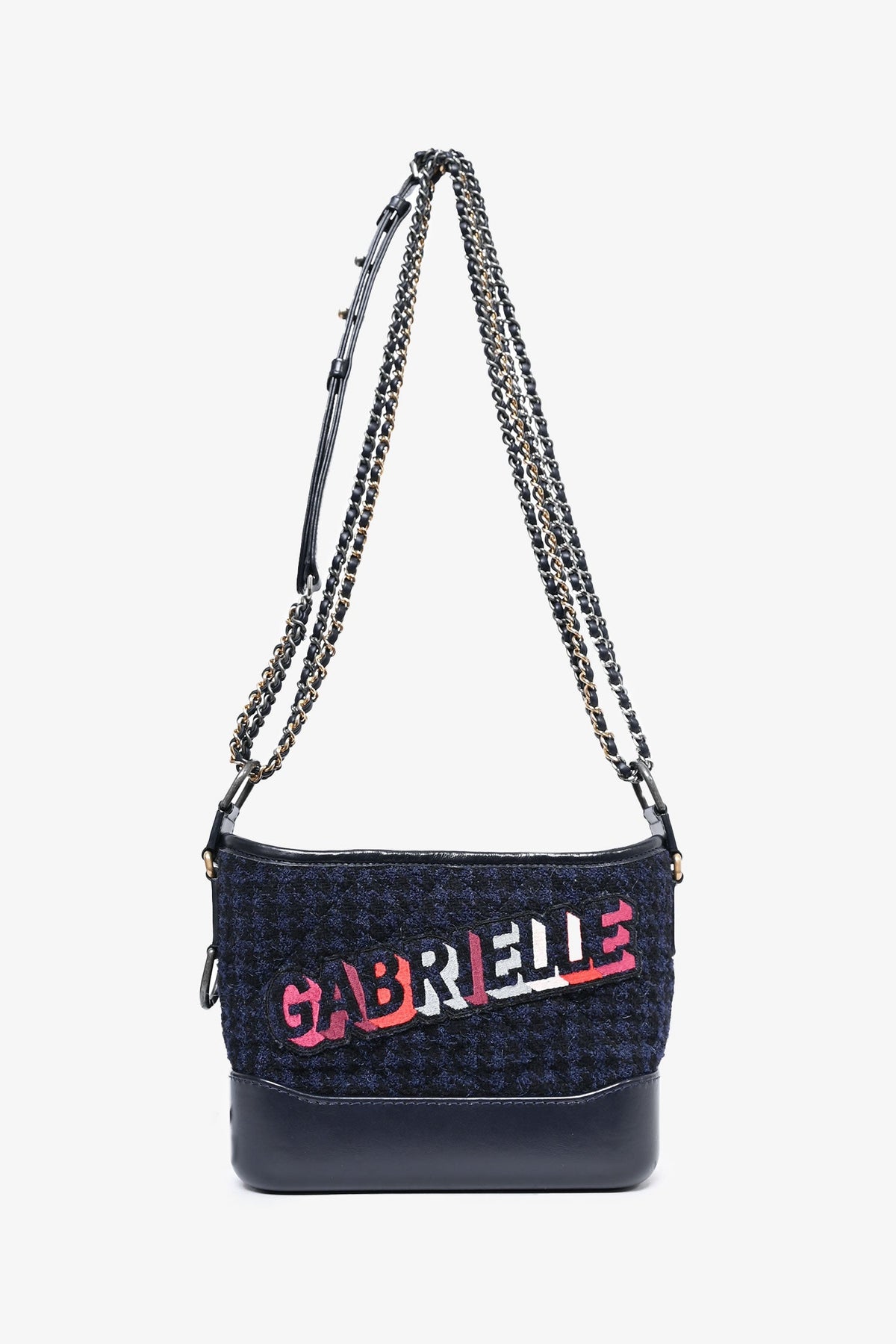 Pre-Loved Chanel™ 2017 Black Leather/Navy Tweed Small Gabrielle Shoulder Bag (As Is)