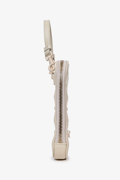 Christian Dior White Cannage Leather 'Lady Dior Call'in Dior' Phone Holder