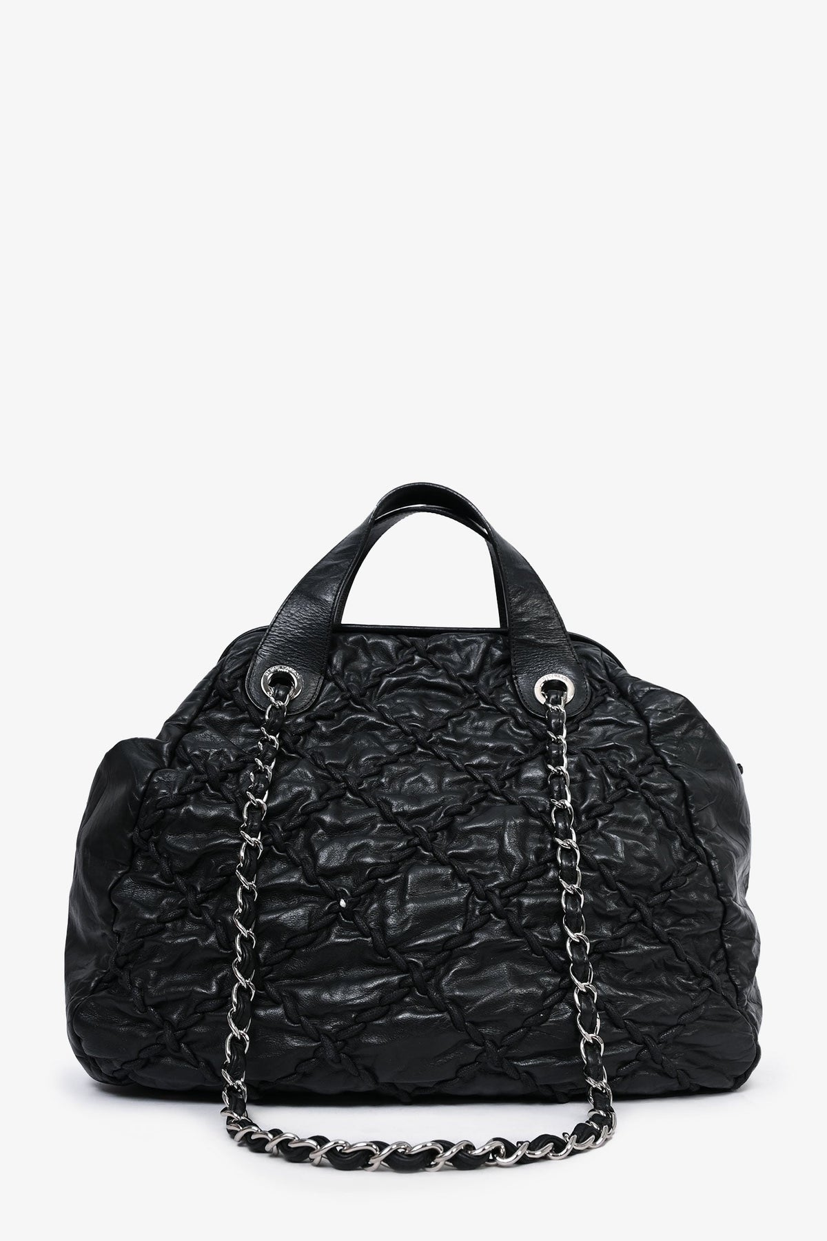 Pre-Loved Chanel™ 2011-12 Black Leather Ultra Stitch Large Bowling Bag