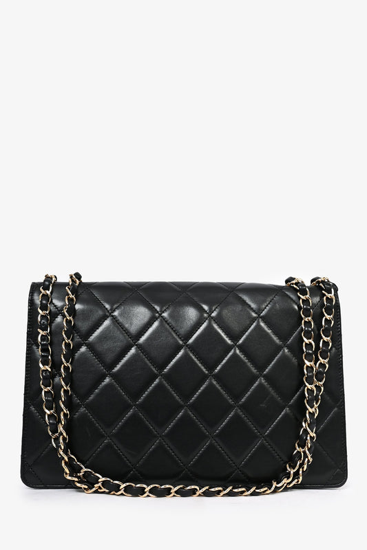 Pre-Loved Chanel™ Black Lambskin 2013/14 CC Golden Class Large Flap Shoulder Bag