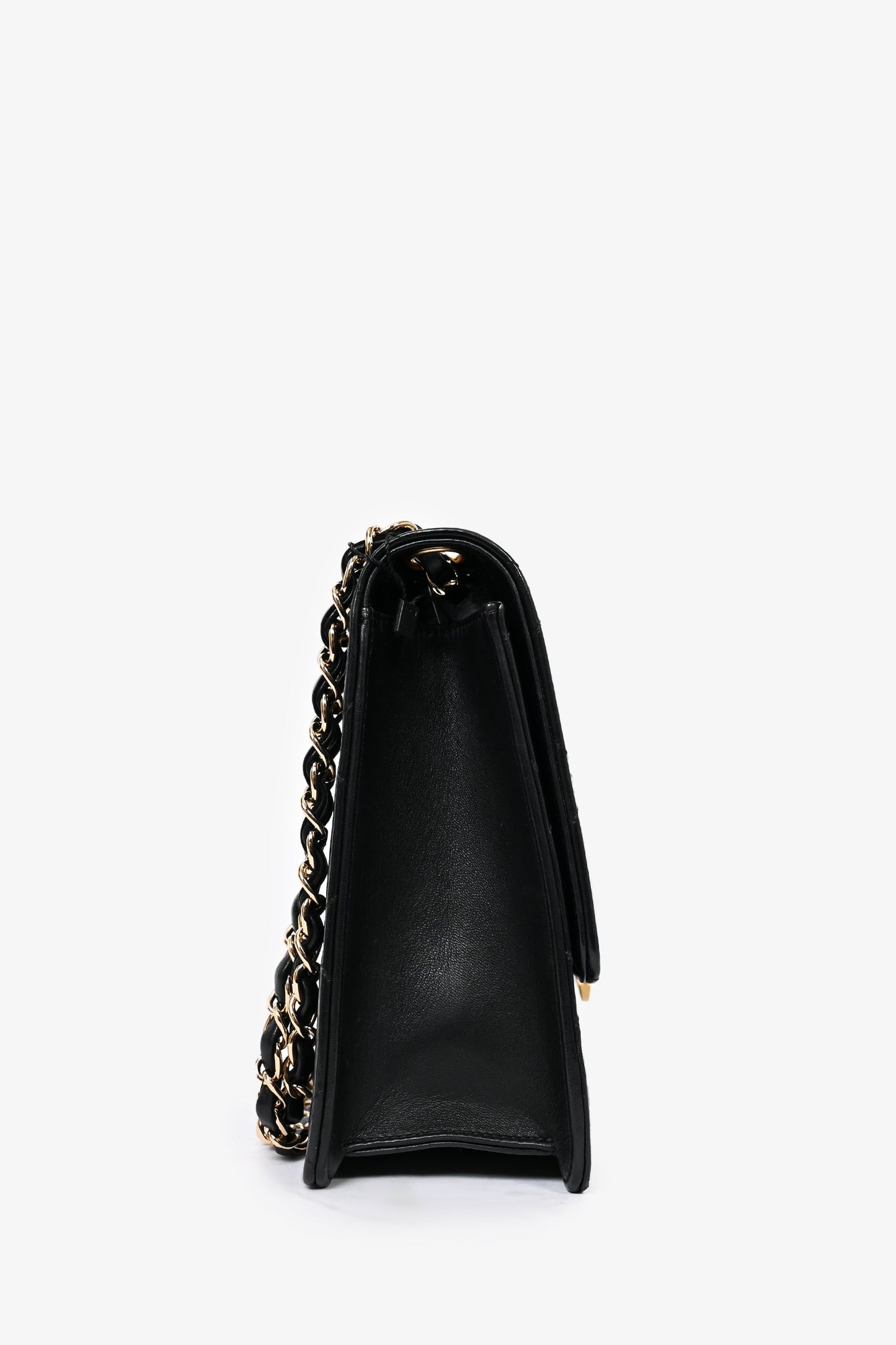 Pre-Loved Chanel™ Black Lambskin 2013/14 CC Golden Class Large Flap Shoulder Bag