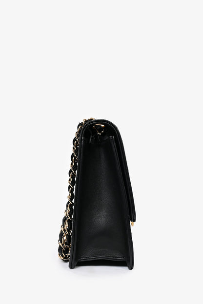 Pre-Loved Chanel™ Black Lambskin 2013/14 CC Golden Class Large Flap Shoulder Bag