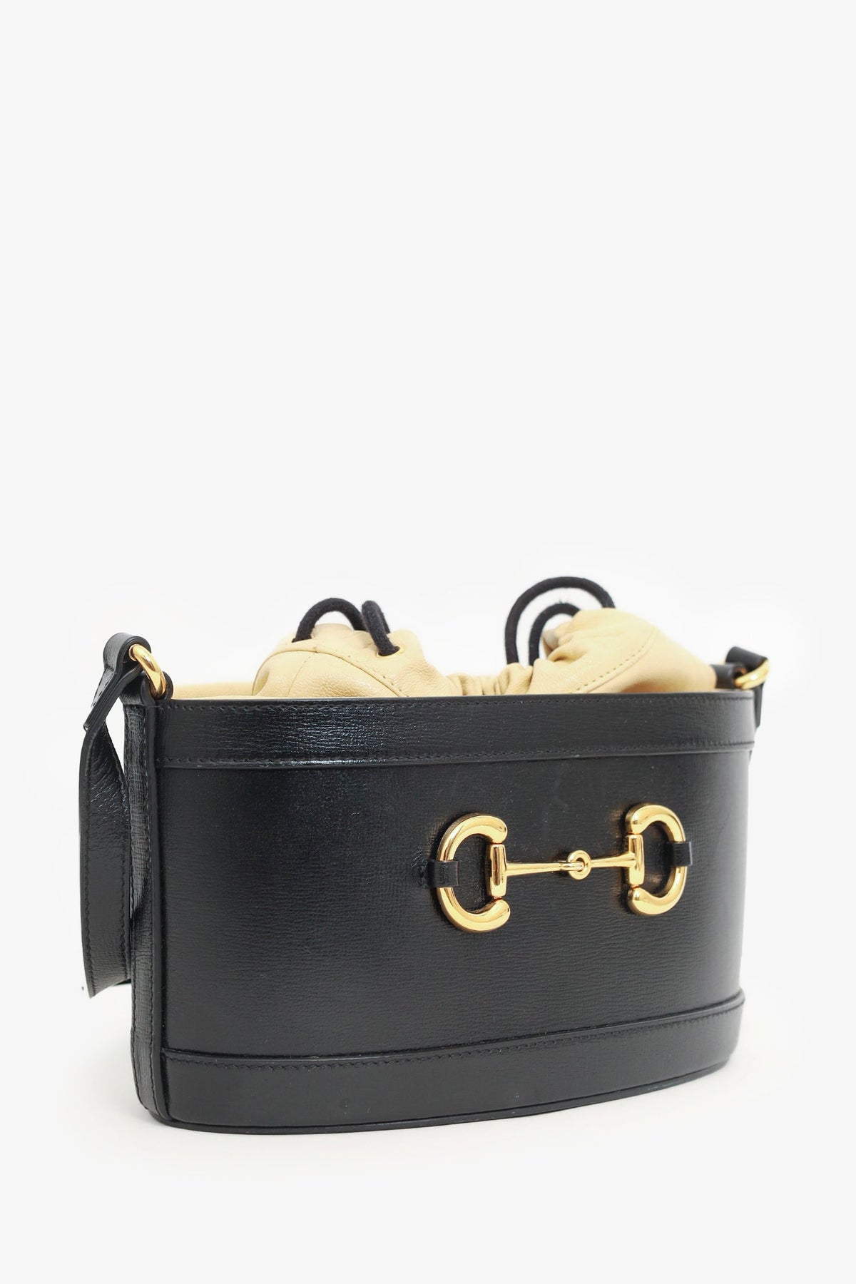 Gucci Leather 1955 Horsebit Drawstring Bucket Bag