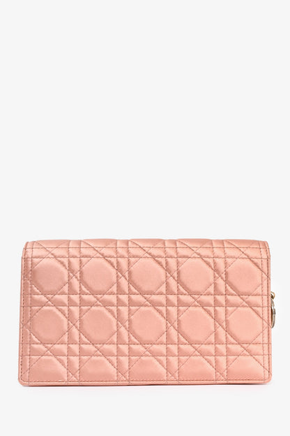 Christian Dior 2019 Pink Satin Cannage Wallet on Chain