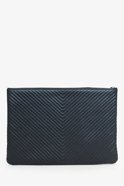 Chanel™ 2016 Black Leather Chevron Quilted O-Case
