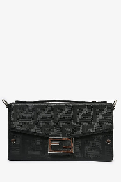 Fendi 2024 Black Leather Baguette Soft Trunk Crossbody