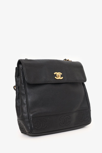 Pre-Loved Chanel™ 1996-97 Black Caviar Leather Triple CC Shoulder Bag
