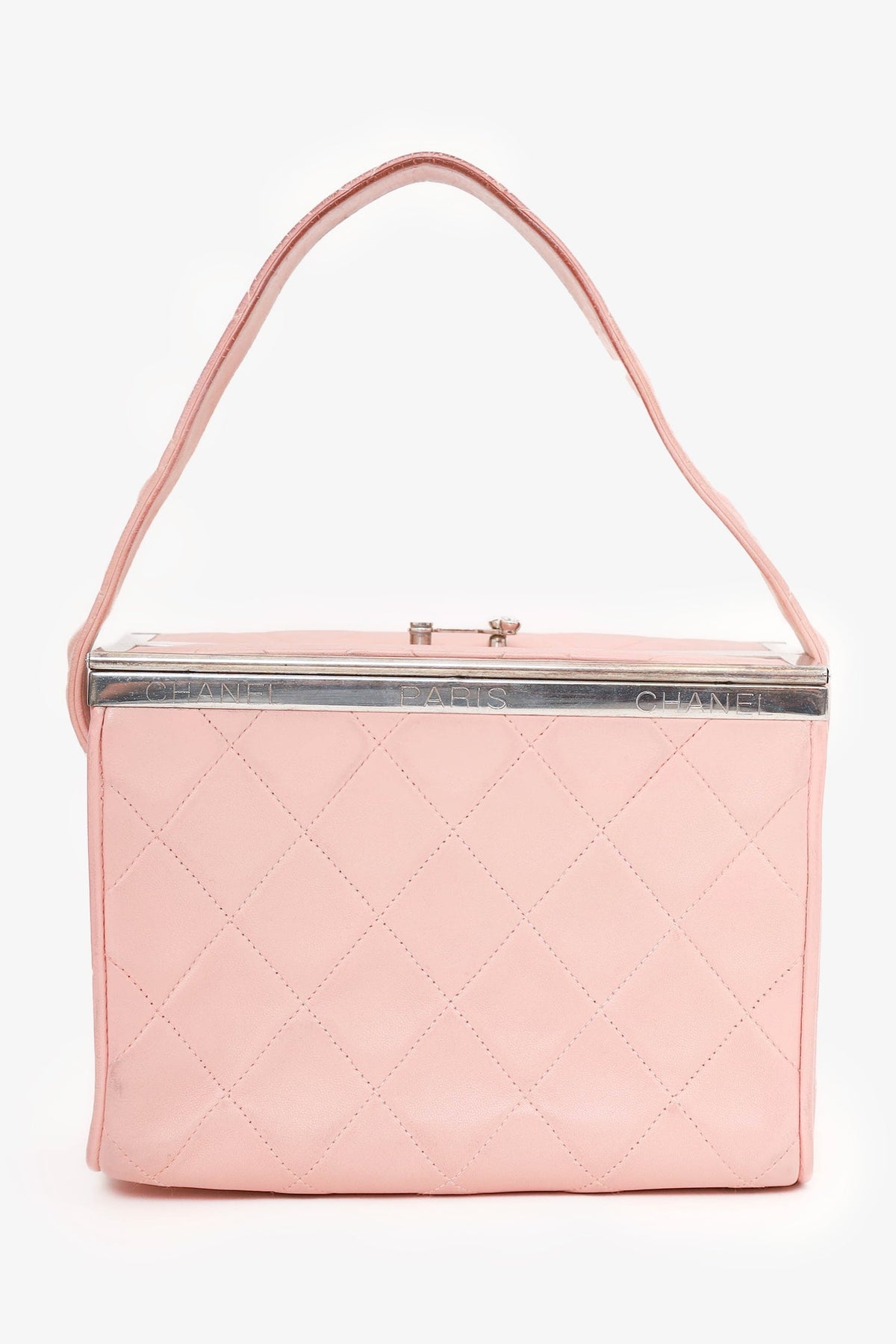 Pre-Loved Chanel™ 1996-97 Pink Quilted Lambskin Vanity Box