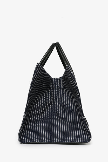 Celine 2015 Navy Blue Striped Canvas Phantom Cabas Tote