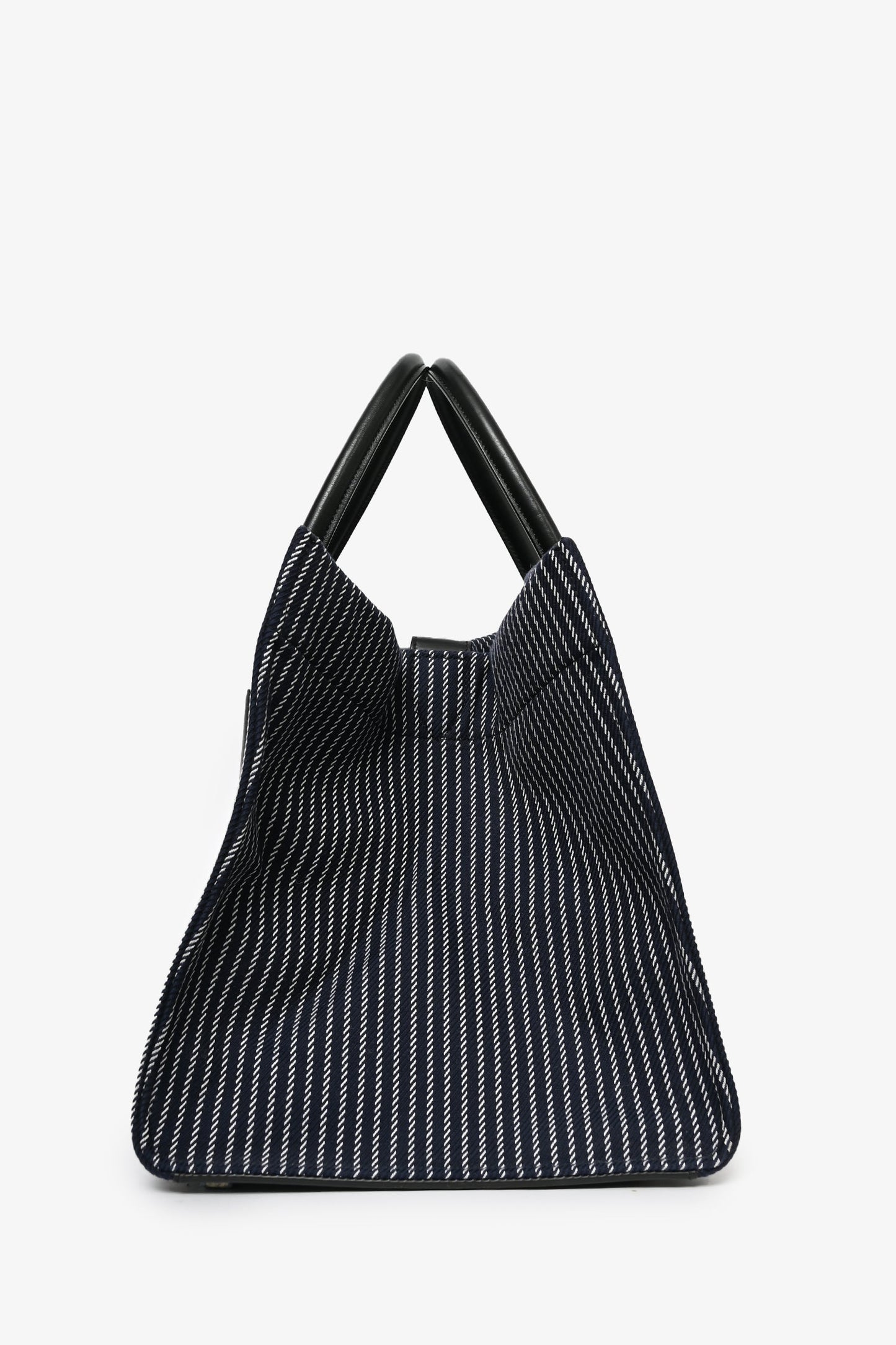 Celine 2015 Navy Blue Striped Canvas Phantom Cabas Tote
