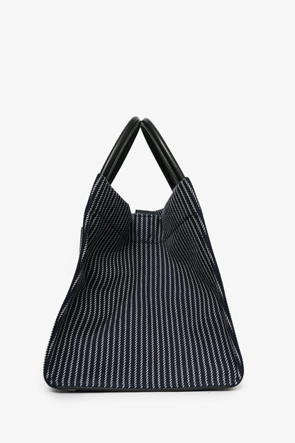 Celine 2015 Navy Blue Striped Canvas Phantom Cabas Tote