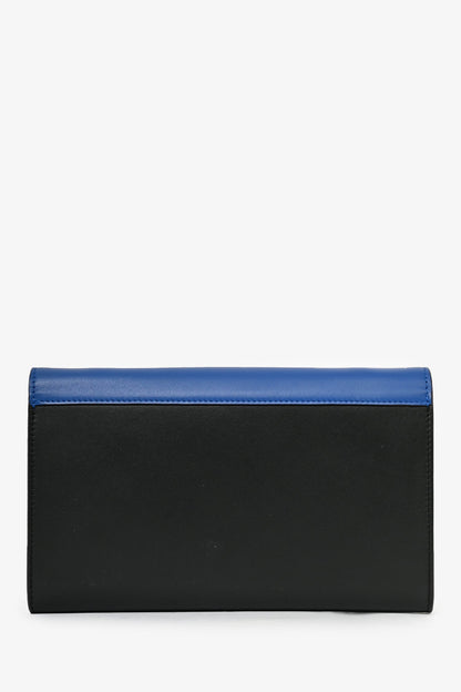 Celine 2015 Black Tricolor Leather Envelope Pocket Wallet on Chain