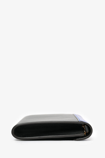 Celine 2015 Black Tricolor Leather Envelope Pocket Wallet on Chain