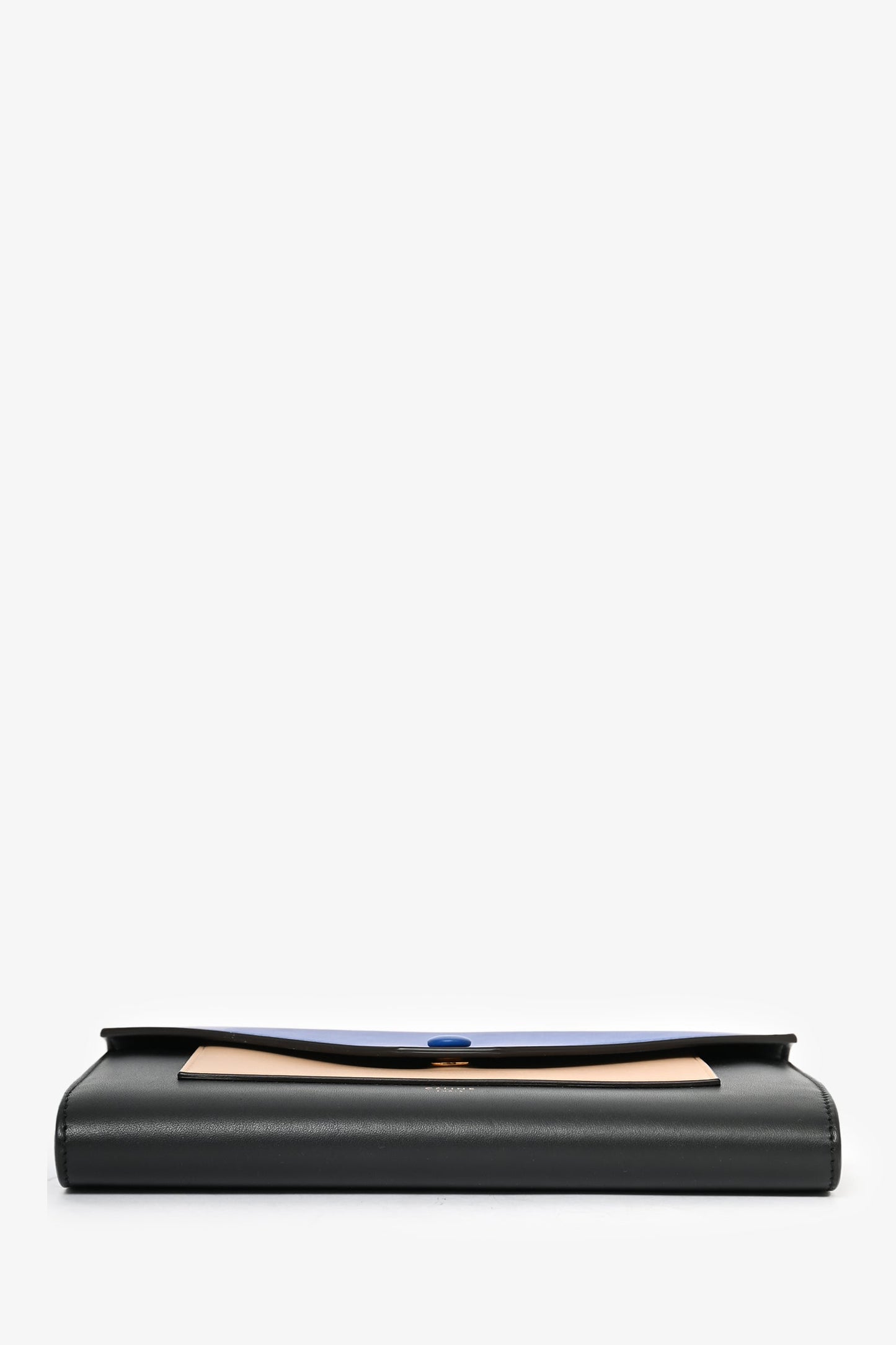 Celine 2015 Black Tricolor Leather Envelope Pocket Wallet on Chain