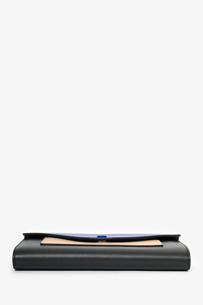 Celine 2015 Black Tricolor Leather Envelope Pocket Wallet on Chain