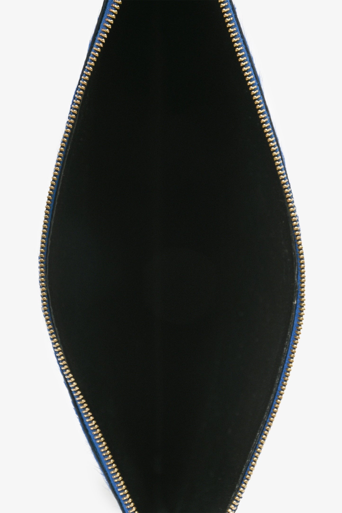 Celine Black/Blue Leather/Pony Hair Zip Clutch
