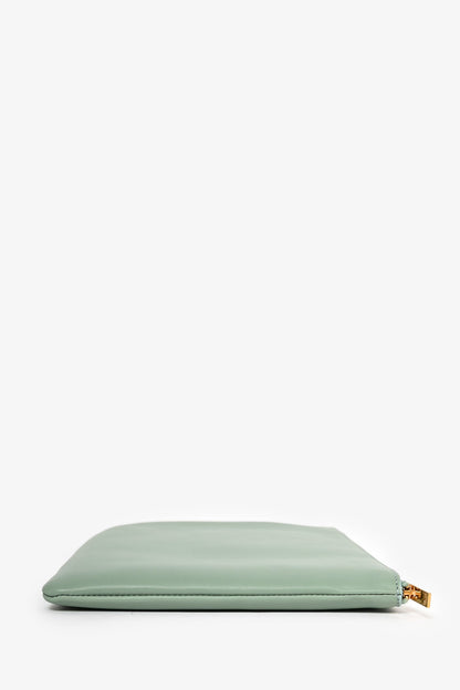 Celine Clear PVC Logo Tote with Green Leather Pouch