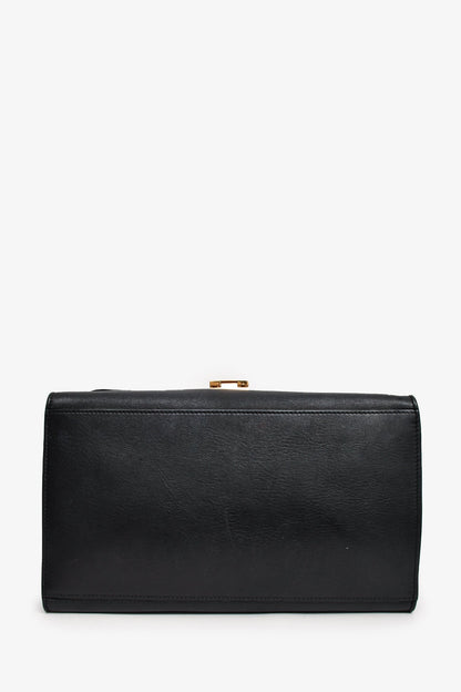 Celine 2012 Black Croc Embossed Leather Trapeze Bag with Strap