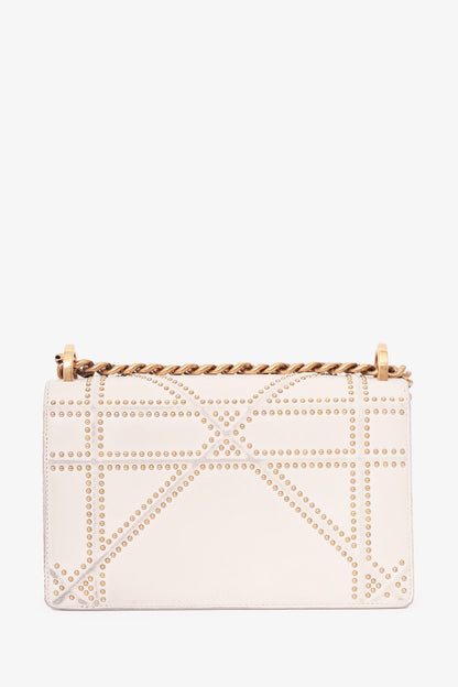 Christian Dior 2018 White Leather Studded Diorama Small Shoulder Bag
