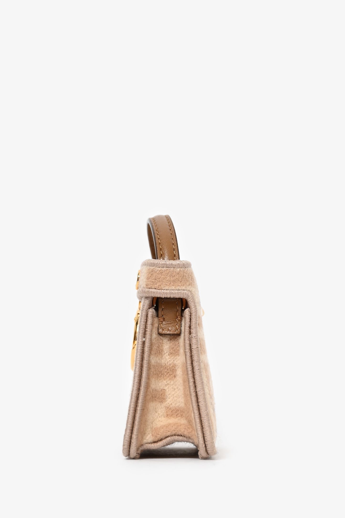 Fendi Beige FF Embroidered Peekaboo Bag Charm