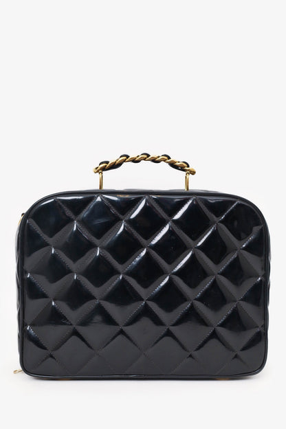 Pre-Loved Chanel™ 1994-96 Black Patent Leather Large Vanity Case