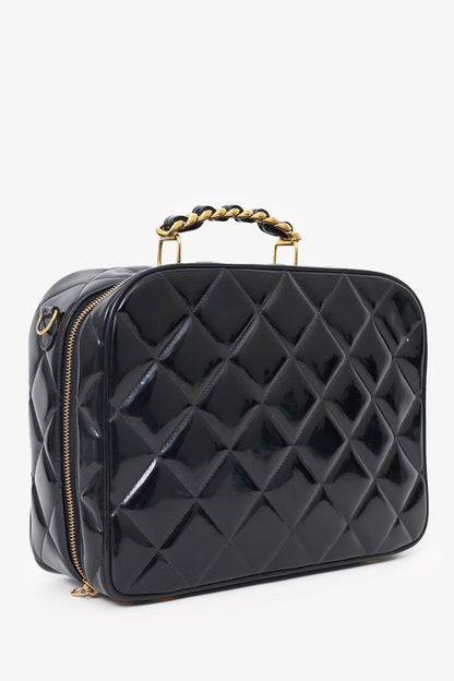 Pre-Loved Chanel™ 1994-96 Black Patent Leather Large Vanity Case