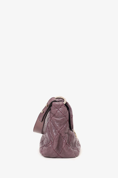 Pre-Loved Chanel™ 2009-10 Purple Glazed Calfskin Stitched On The Road Flap Bag